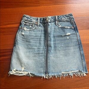 Abercrombie zip front Denim Distressed Skirt